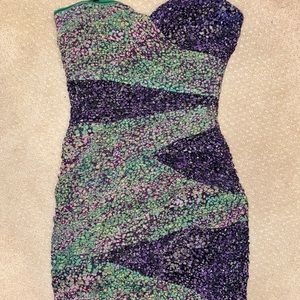 BCBG bandage dress with scrunched details